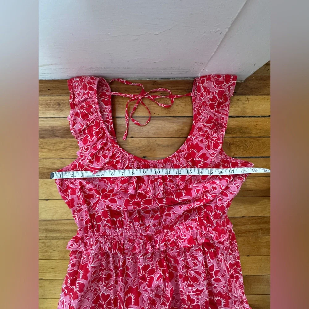 J. Crew Coral Pink Floral Tiered Midi Dress